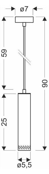 Lampada a sospensione nera con paralume in legno ø 7 cm Tubo - Candellux Lighting