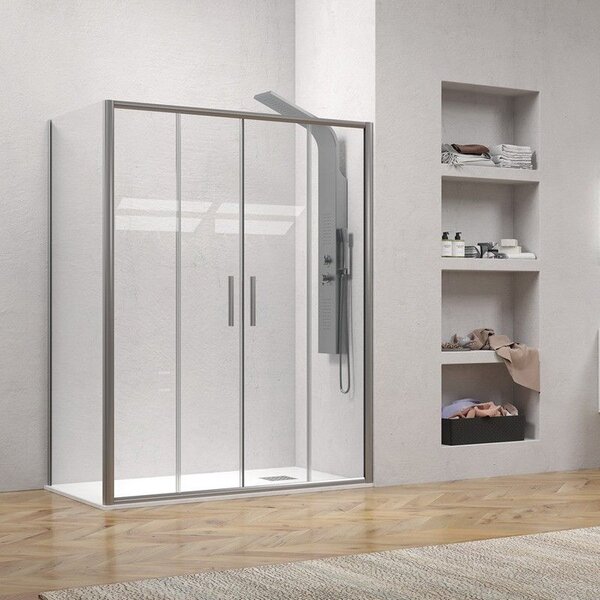 Kamalu box doccia 70x160 telaio argento opaco doppio scorrevole | ke-6000a