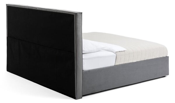 Letto matrimoniale imbottito grigio con contenitore con rete inclusa 180x200 cm Thessa Bold – Bonami Selection