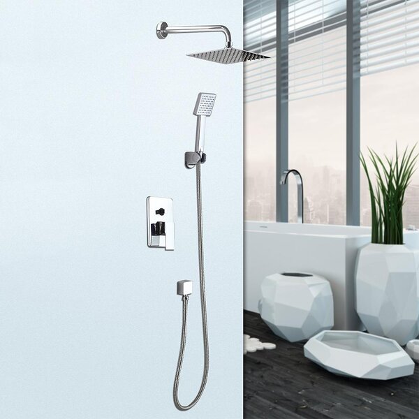Set doccia da incasso Mucola con soffione e rubinetteria – Soffione a pioggia da incasso con doccetta, design moderno, facile installazione, ugelli anticalcare, per bagno e doccia