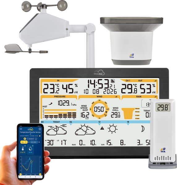 Stazione meteorologica wireless TFA WLAN TFA.me ID-05, nera
