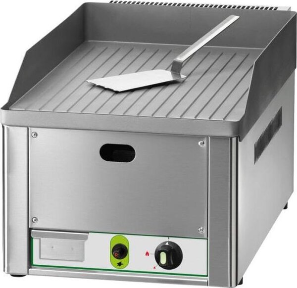 Piastra per griglia a gas KBS con 1 zona di riscaldamento a coste, 4 kW, accensione piezoelettrica, corpo in acciaio inox