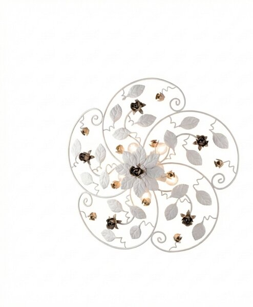 Plafoniera Shabby Chic Bella Metallo Bianco 5 Luci E14