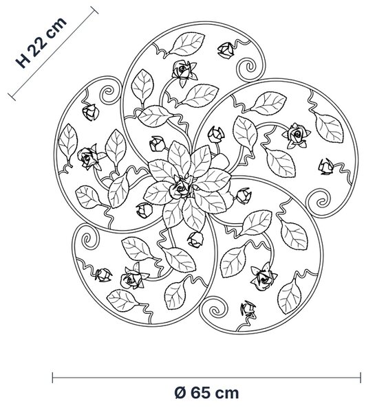 Plafoniera Shabby Chic Bella Metallo Bianco 5 Luci E14