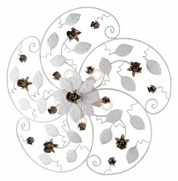 Plafoniera Shabby Chic Bella Metallo Bianco 5 Luci E14
