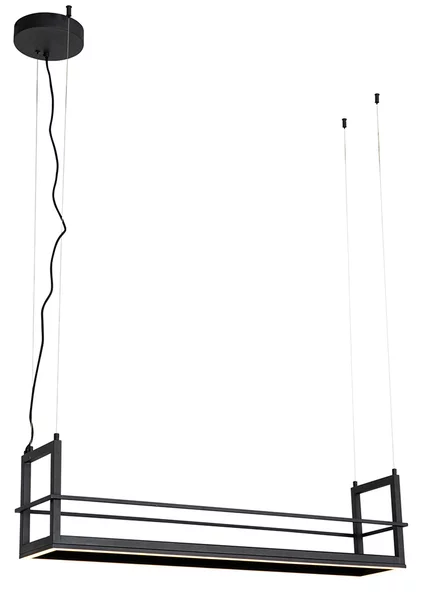 Lampada a sospensione nera con mensola inclusa LED dimmerabile a 3 livelli - Cage Rack