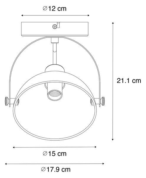 Plafoniera industriale nera con oro 15 cm regolabile - Magnax