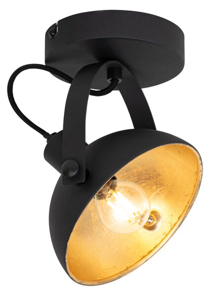 Plafoniera industriale nera con oro 15 cm regolabile - Magnax