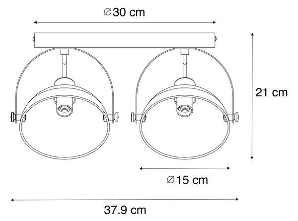 Plafoniera industriale bianca con argento 2 luci orientabili - Magnax