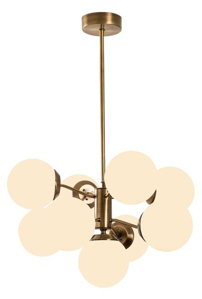 Lampadario bianco/color ottone con paralume in vetro ø 70 cm Mudoni – Opviq lights