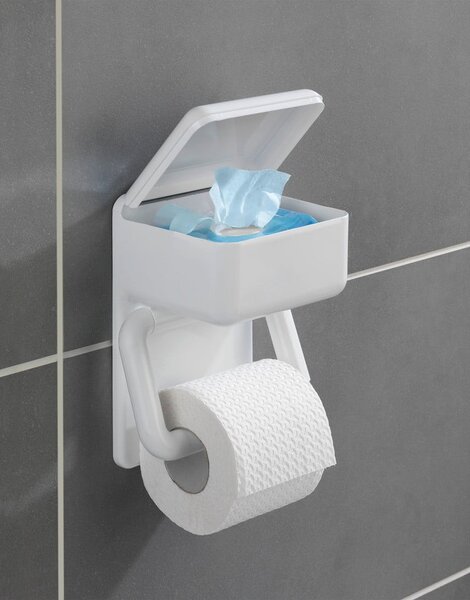 Porta carta igienica bianco con portaoggetti - Maximex