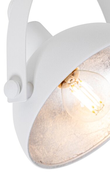 Plafoniera industriale bianca con argento 2 luci orientabili - Magnax