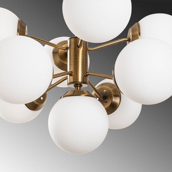 Lampadario bianco/color ottone con paralume in vetro ø 70 cm Mudoni – Opviq lights