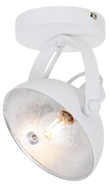 Plafoniera industriale bianca con argento 15 cm regolabile - Magnax