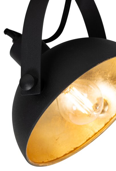 Plafoniera industriale nera con oro a 2 luci orientabili - Magnax