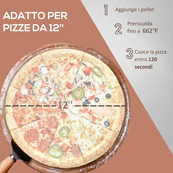Outsunny Forno per Pizza Pieghevole e Portatile con Pala e Pietra, in Acciaio e Legno, 81x40x72 cm, Nero | Aosom Italy