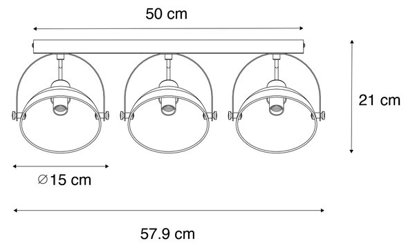 Plafoniera industriale bianca con argento 3 luci orientabili - Magnax