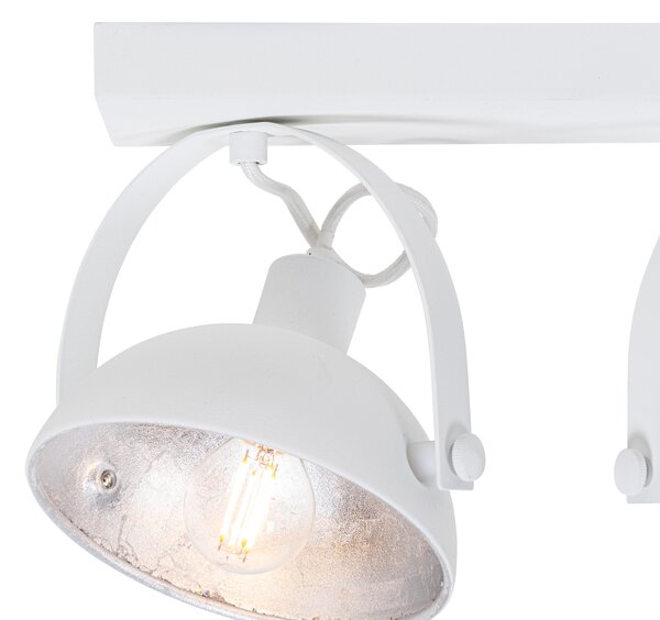 Plafoniera industriale bianca con argento 3 luci orientabili - Magnax