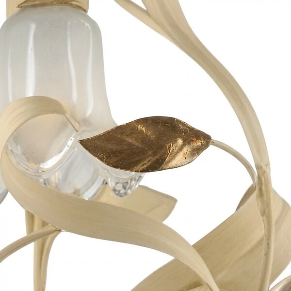Lampadario Arte Povera Cesto Metallo Avorio E Oro 1 Luce E14