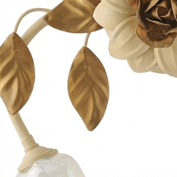 Plafoniera Arte Povera Cesto Metallo Avorio E Oro 2 Luci E14