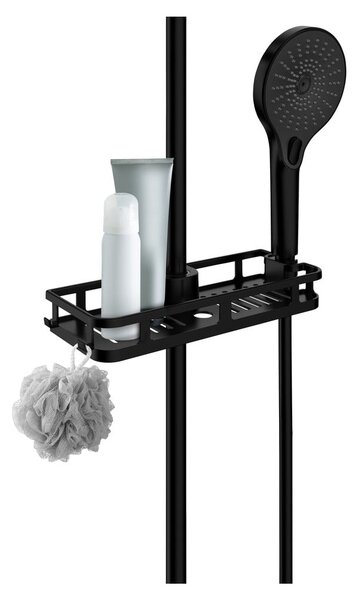 Mensola da bagno in plastica nera opaca autoportante Libertà - Wenko