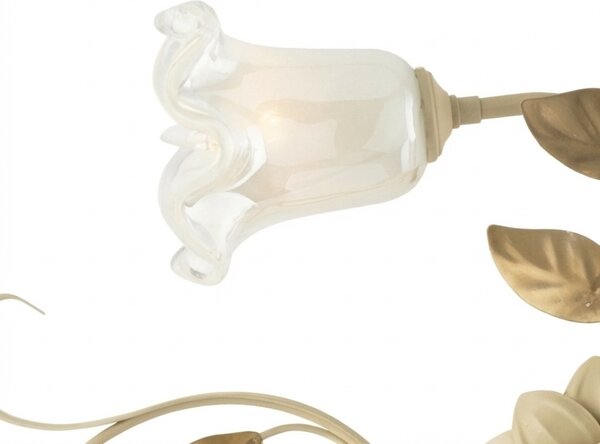 Plafoniera Arte Povera Cesto Metallo Avorio E Oro 3 Luci E14