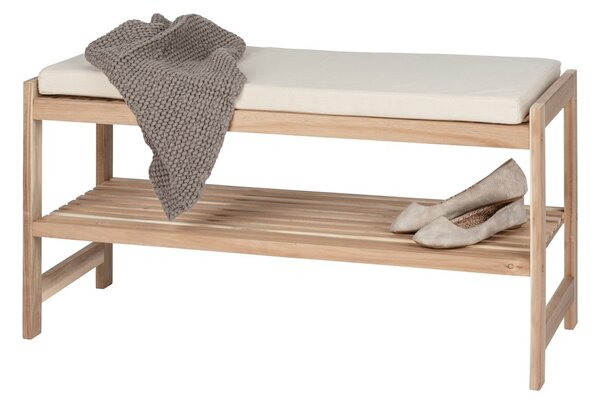 Scarpiera in legno massiccio di acacia con panca in colore naturale Acina - Wenko