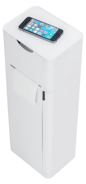 Porta carta igienica in plastica bianca con spazzolino Imon - Wenko