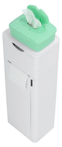 Porta carta igienica in plastica bianca con spazzolino Imon - Wenko