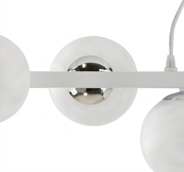 Lampadario Contemporaneo Adrian Metallo Bianco Cromo 8 Luci E14