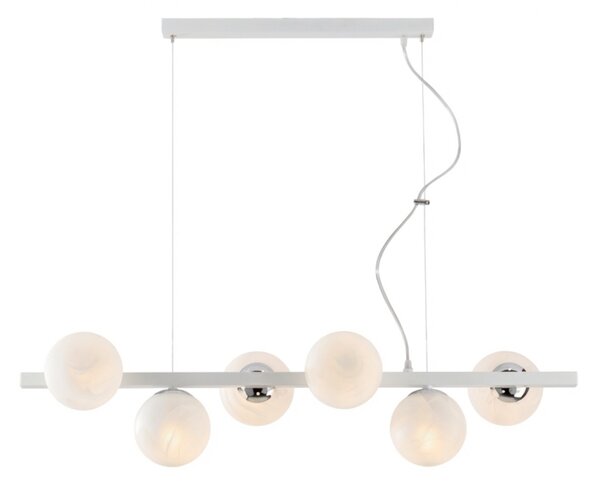 Lampadario Contemporaneo Adrian Metallo Bianco Cromo 6 Luci E14