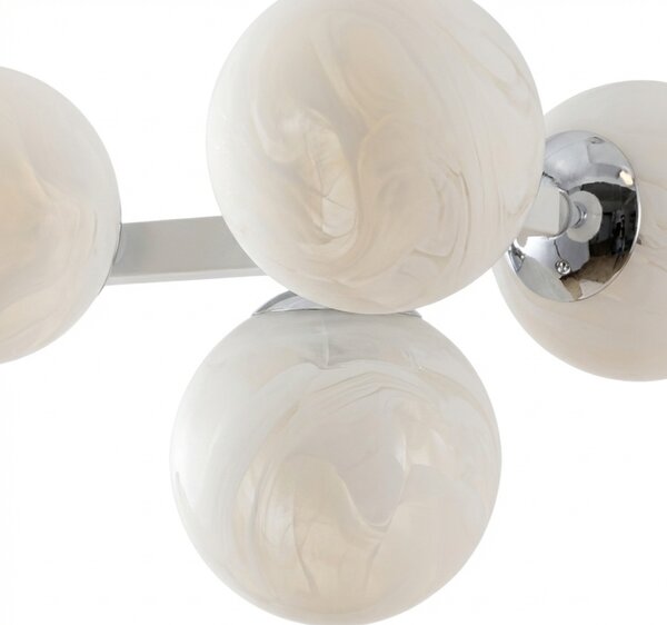 Lampadario Contemporaneo Adrian Metallo Bianco Cromo 6 Luci E14