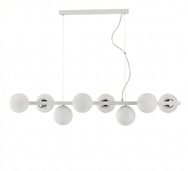 Lampadario Contemporaneo Adrian Metallo Bianco Cromo 8 Luci E14