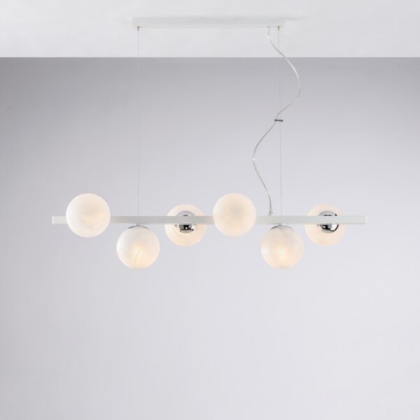 Lampadario Contemporaneo Adrian Metallo Bianco Cromo 6 Luci E14