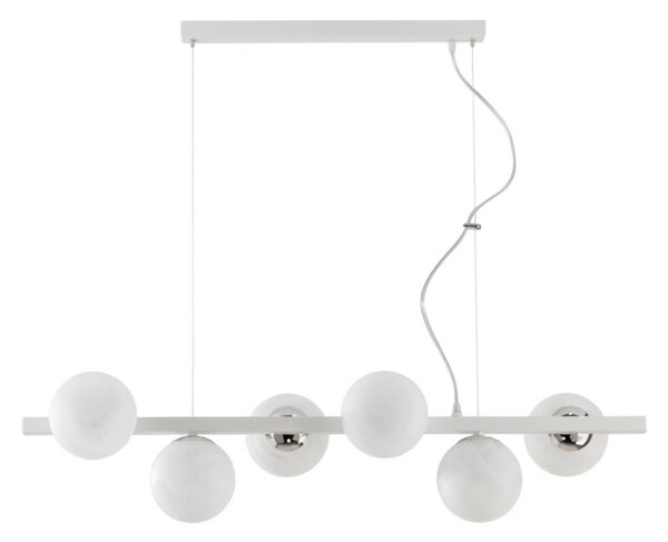 Lampadario Contemporaneo Adrian Metallo Bianco Cromo 6 Luci E14