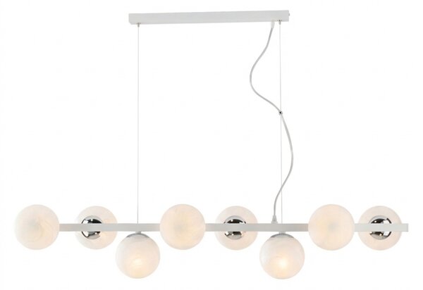 Lampadario Contemporaneo Adrian Metallo Bianco Cromo 8 Luci E14