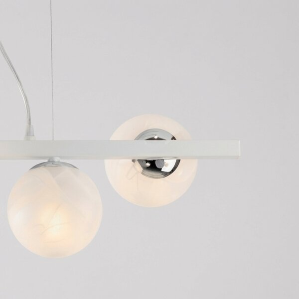 Lampadario Contemporaneo Adrian Metallo Bianco Cromo 6 Luci E14