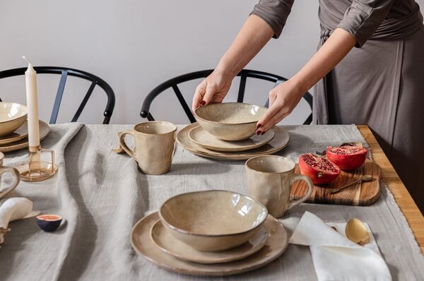 Set da pranzo in gres beige 24 pezzi Glosia - Bonami Selection