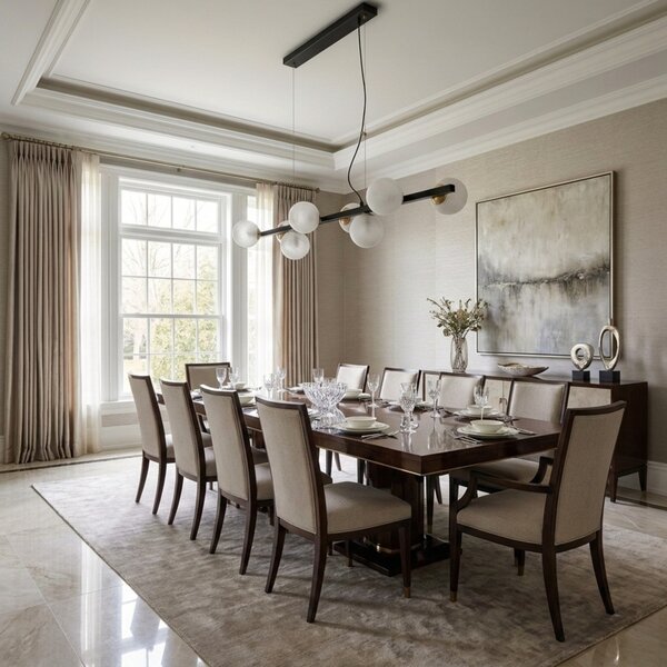 Lampadario Contemporaneo Adrian Metallo Nero Bronzo 8 Luci E14