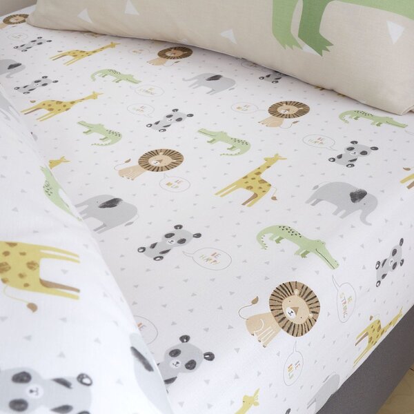 Lenzuolo con angoli per bambini bianco per culla 70x140 cm Roarsome Animals – Catherine Lansfield
