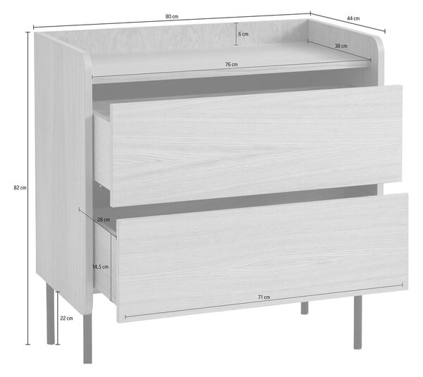 Cassettiera alta nera in rovere 80x82 cm Wrap - Bonami Selection