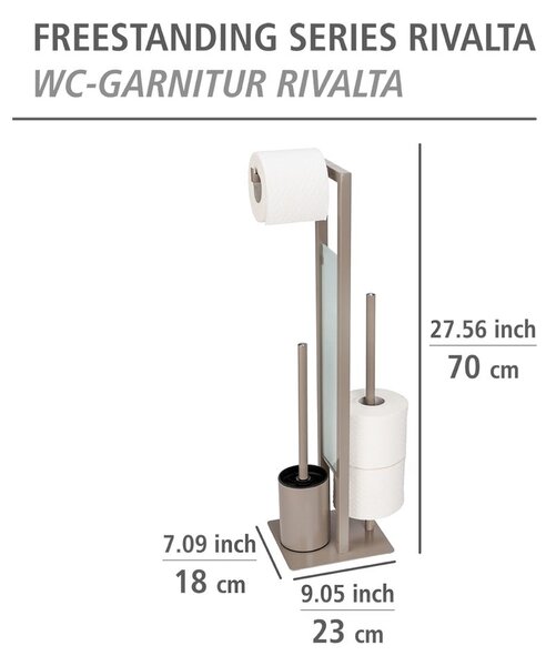 Porta carta igienica marrone chiaro con scopino Rivalta - Wenko