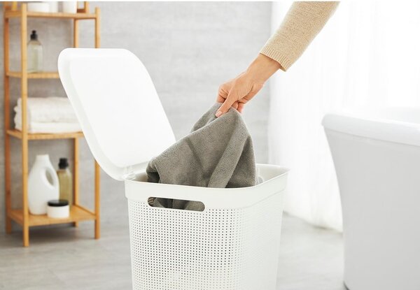 Cesto per biancheria in plastica bianca 50 l Brisen - Rotho