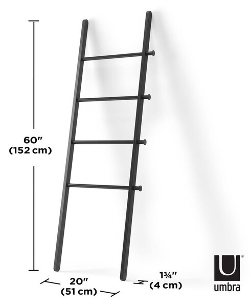Scala decorativa nera in legno di pioppo Leana - Umbra