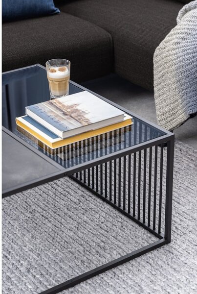 Tavolino nero con piano in vetro 80x80 cm Strington - Actona