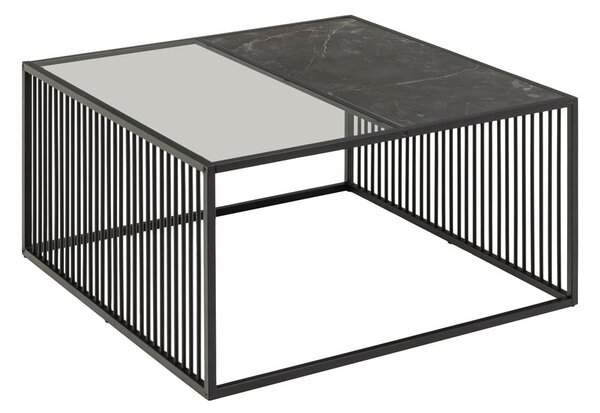 Tavolino nero con piano in vetro 80x80 cm Strington - Actona