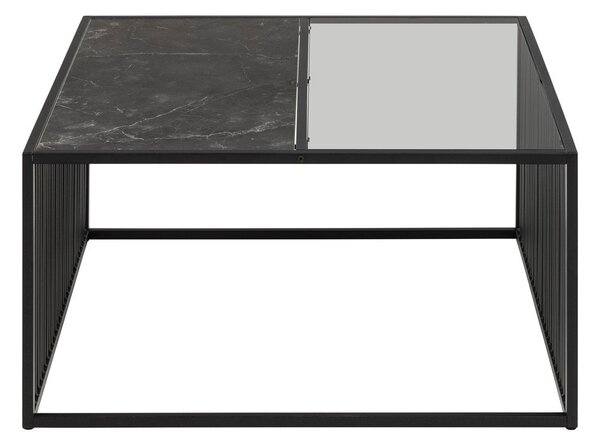 Tavolino nero con piano in vetro 80x80 cm Strington - Actona