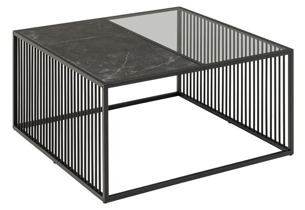 Tavolino nero con piano in vetro 80x80 cm Strington - Actona