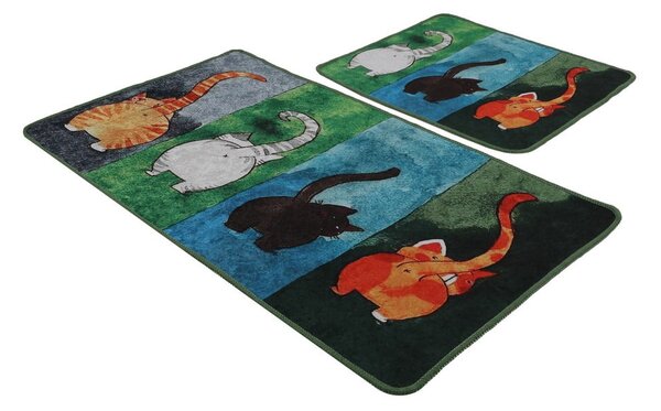 Set di tappetini per il bagno 2 pz 60x100 cm Gatto Carino – Foutastic