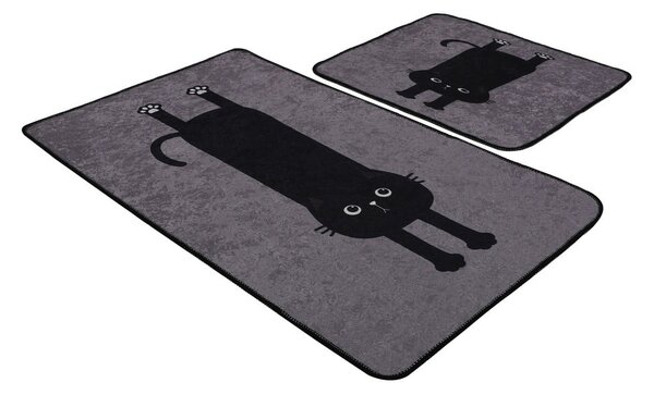 Set di tappetini per il bagno neri/grigi 2 pz 60x100 cm Comfort – Foutastic